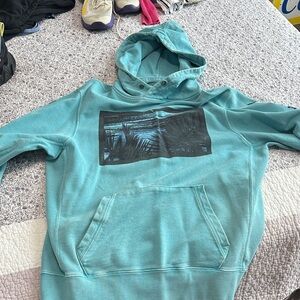 American Eagle Outfitters Teal Hoodie with Graphic